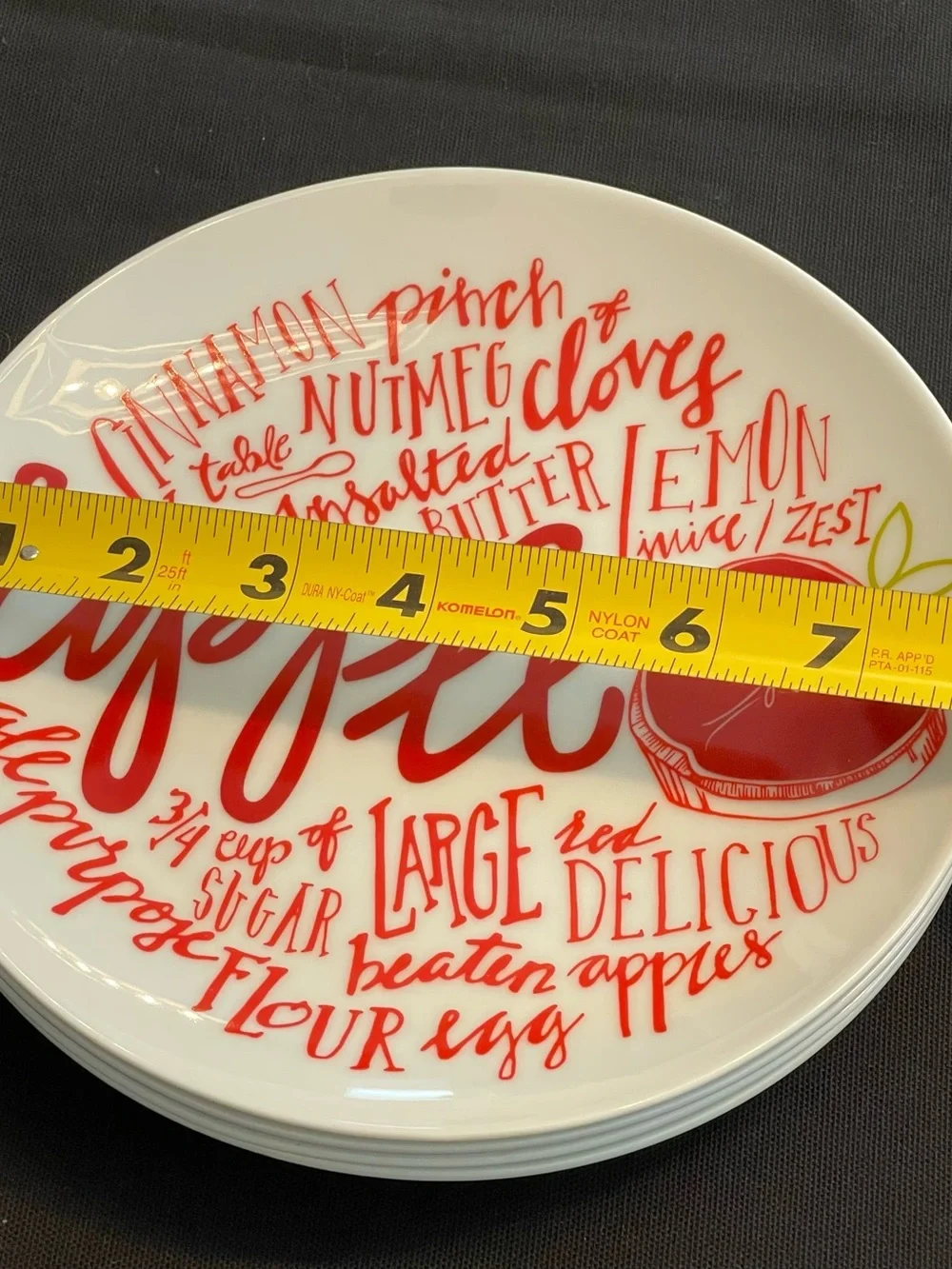 Set of 4 Dessert-Themed Ceramic Plates (Apple, Blueberry, Pecan, Pumpkin)